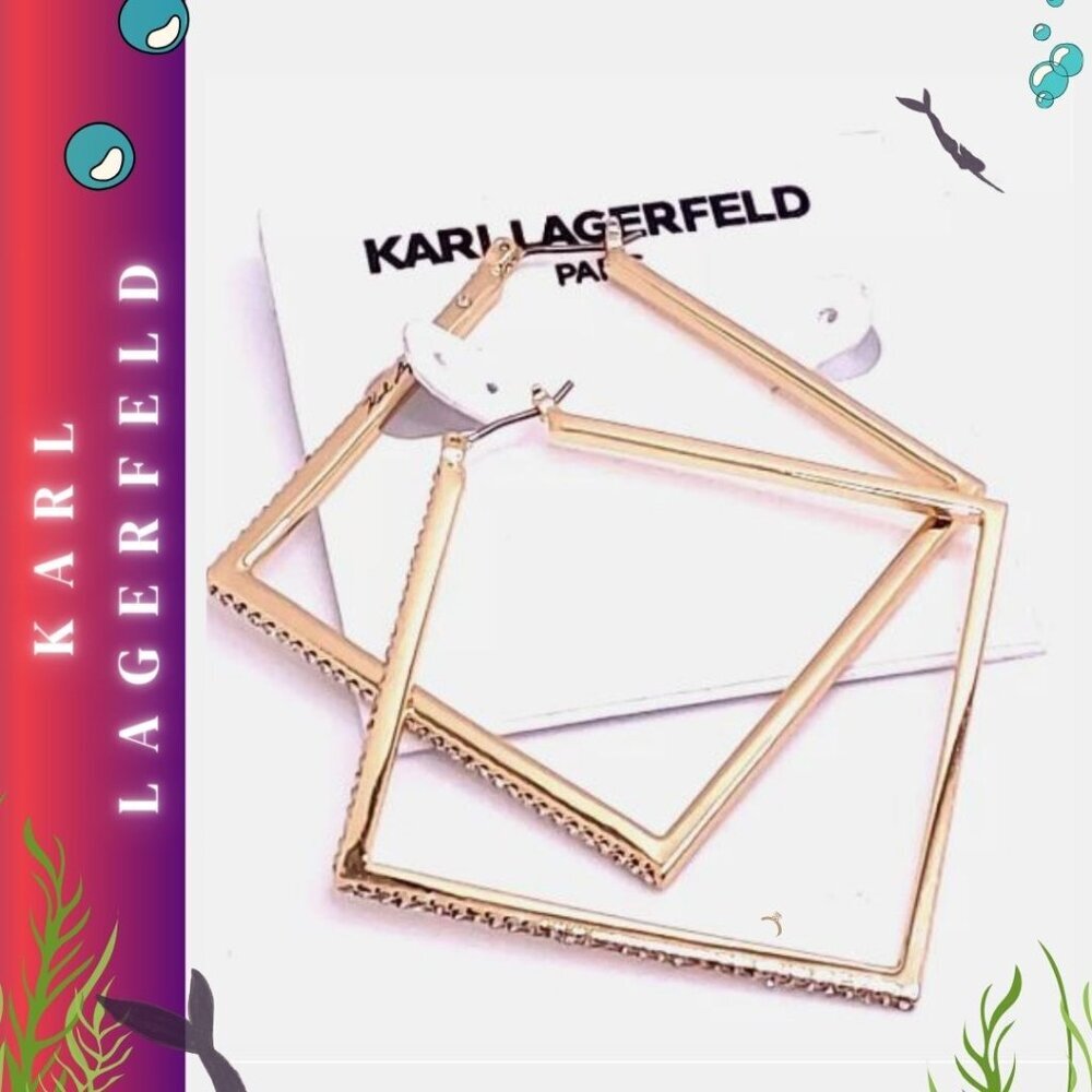 Karl Lagerfeld Paris Gold-Tone Signature Crystal Paved Triangle Earrings